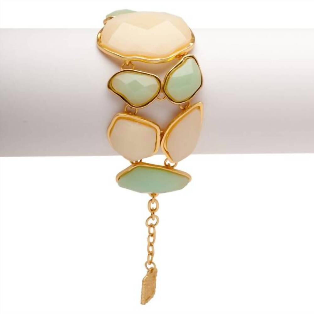 NEW KARINE SULTAN women's statement bracelet in green / cream